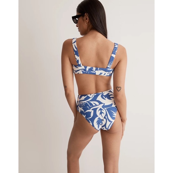 NEW Madewell Second Wave Blue Tropicale Floral Balconette Bikini Top Medium (M) - Picture 2 of 7